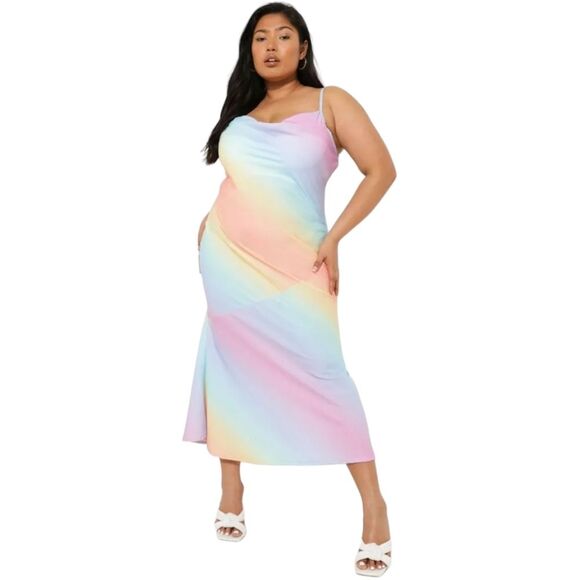 Boohoo Matte Satin Ombre Slip Dress Size 18 - Picture 1 of 8